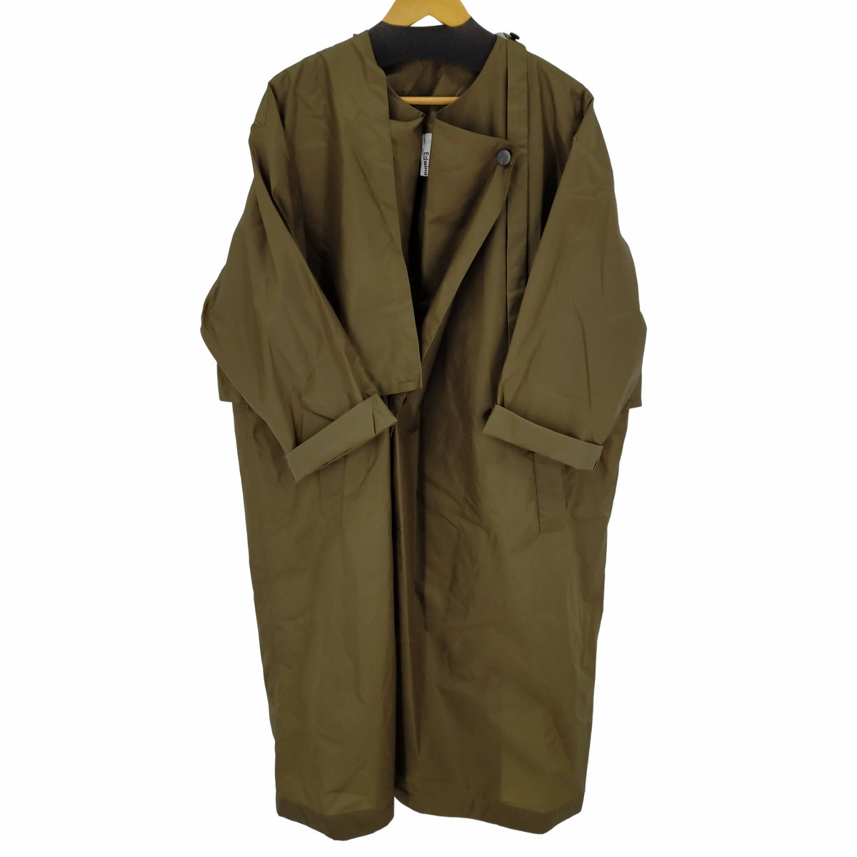 エドウィナホール Edwina Horl ノーカラーナイロンロングコート  