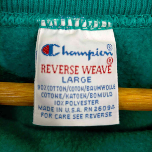 チャンピオン Champion USA製 REVERSE WAVE トリコタグ ボックスロゴ SOLT JOUCH クルーネックスウェット メンズ import:L