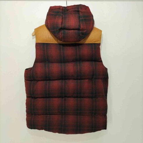 スコッチアンドソーダ SCOTCH&SODA ウール混 チェック レザー切替 ダウンベスト メンズ