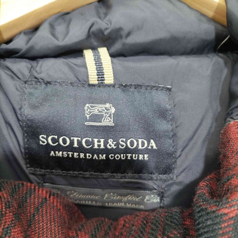 スコッチアンドソーダ SCOTCH&SODA ウール混 チェック レザー切替 ダウンベスト メンズ