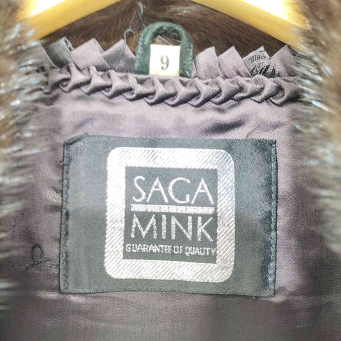 サガミンク SAGA MINK 毛皮コート ミドル丈 ミンクファー リボン 裏地花柄刺繍 銀サガ レディース
