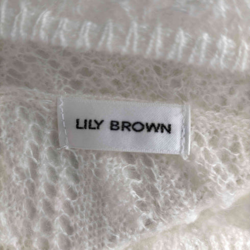 リリーブラウン Lily Brown 22AW モヘアクロシェニットワンピース ロング 長袖 ハイネック ウール混 モヘヤ混 F アイボリー レディース FREE