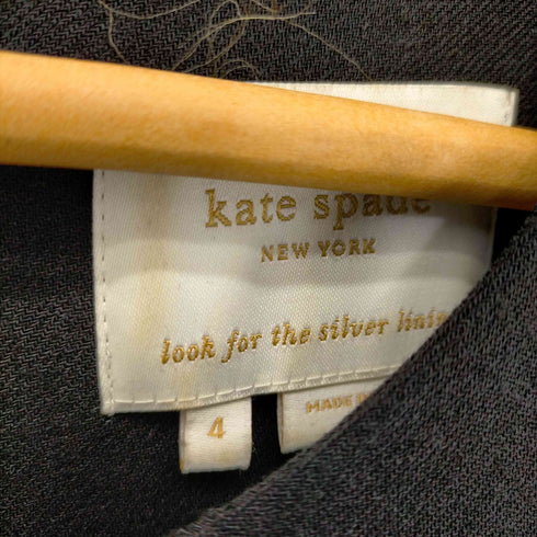 ケイトスペード Kate spade ビジューワンピース 膝丈 半袖 クルーネック ウール混 レディース 4
