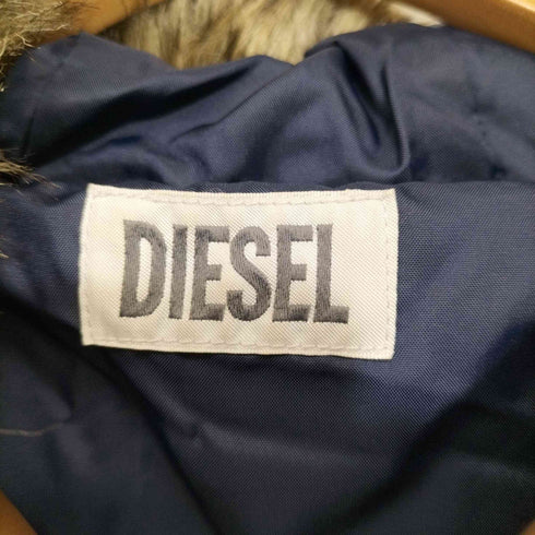 ディーゼル DIESEL ダウンコート ロング ジップアップ ロゴプレート フード フェイクファー レディース