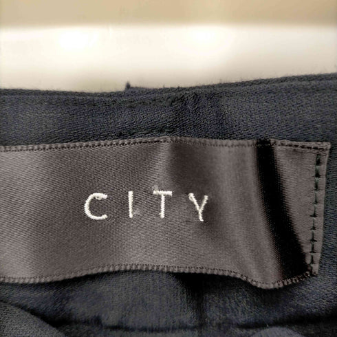 シティー CITY ラチネ パイピング タックパンツ ワイド センタープレス ハイウエスト レディース 2