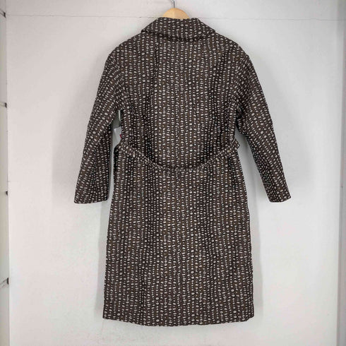 エスマックスマーラ S Max Mara ジャガードコート 総柄 ロング ベルト付き 34 茶 黒 ベージュ ブラウン ブラック レディース JPN:34