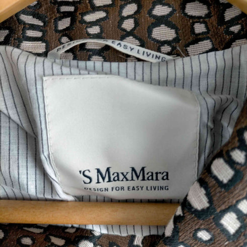 エスマックスマーラ S Max Mara ジャガードコート 総柄 ロング ベルト付き 34 茶 黒 ベージュ ブラウン ブラック レディース JPN:34
