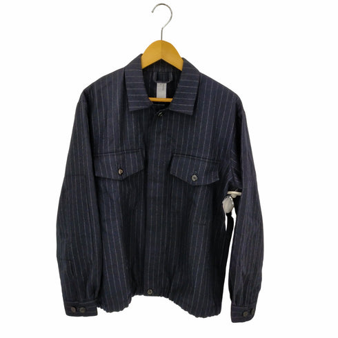 benine9 ストライプ ジャケット ステンカラー 薄手 比翼仕立て メンズ