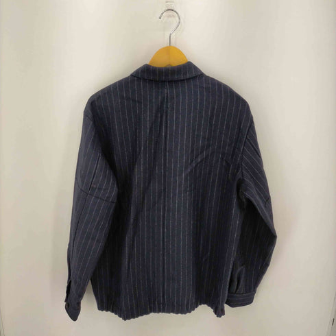benine9 ストライプ ジャケット ステンカラー 薄手 比翼仕立て メンズ