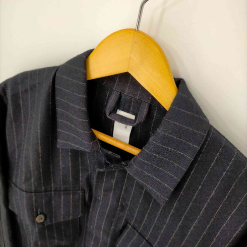 benine9 ストライプ ジャケット ステンカラー 薄手 比翼仕立て メンズ
