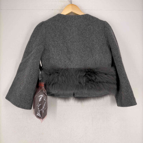 トゥービーシック TO BE CHIC 22AW ファー ショートコート ノーカラーコート アウター ウール フォックスファー ラビットファー グレー チャコール レディース
