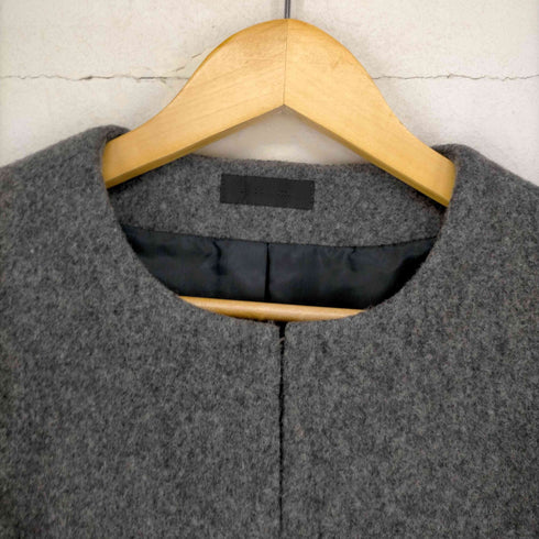 トゥービーシック TO BE CHIC 22AW ファー ショートコート ノーカラーコート アウター ウール フォックスファー ラビットファー グレー チャコール レディース