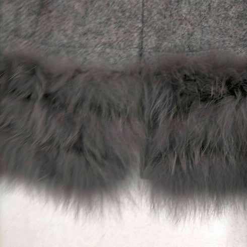 トゥービーシック TO BE CHIC 22AW ファー ショートコート ノーカラーコート アウター ウール フォックスファー ラビットファー グレー チャコール レディース