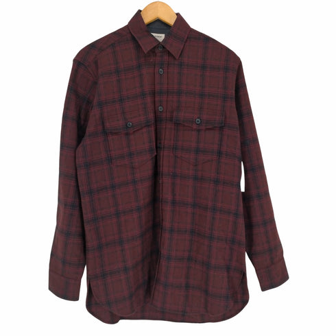 サンローランパリ SAINT LAURENT PARIS チェック シャツ 長袖 38/15 赤 黒 レッド ブラック メンズ 38/15
