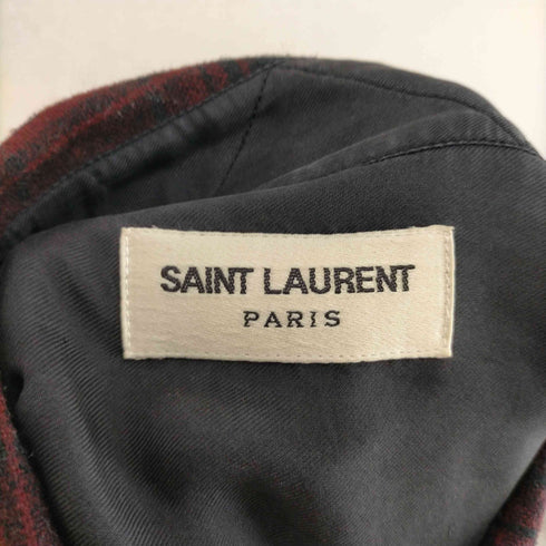 サンローランパリ SAINT LAURENT PARIS チェック シャツ 長袖 38/15 赤 黒 レッド ブラック メンズ 38/15