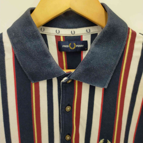 フレッドペリー FRED PERRY ロゴ刺繍 ストライプ ポロシャツ メンズ import:M