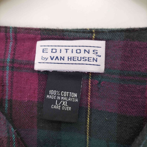 ヴァンヒューゼン VAN HEUSEN EDITIONS ベースボールネック プルオーバー シャツワンピース レディース L/XL