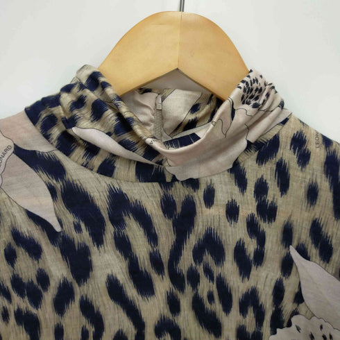 レオナール LEONARD レオパード柄シルク混ハイネックカットソー レディース 38