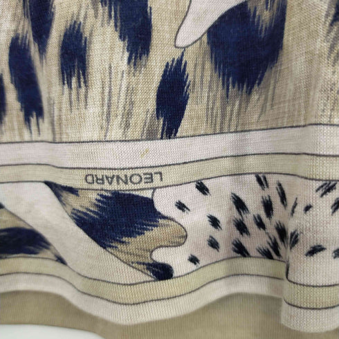 レオナール LEONARD レオパード柄シルク混ハイネックカットソー レディース 38