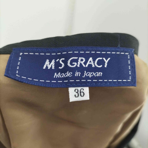 エムズグレイシー M’s GRACY フラワー刺繍Aラインタックフレアミニスカート レディース JPN:36