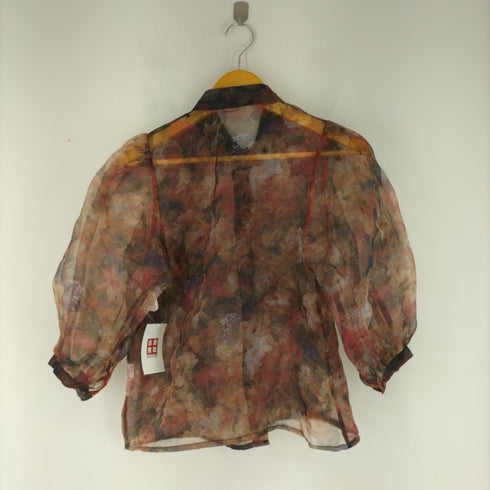 花柄シースルーボリュームスリーブ L/S ブラウス レディース