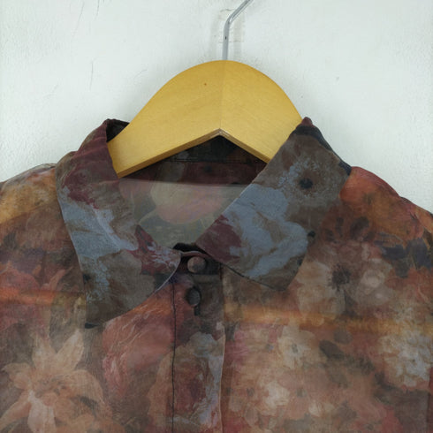 花柄シースルーボリュームスリーブ L/S ブラウス レディース