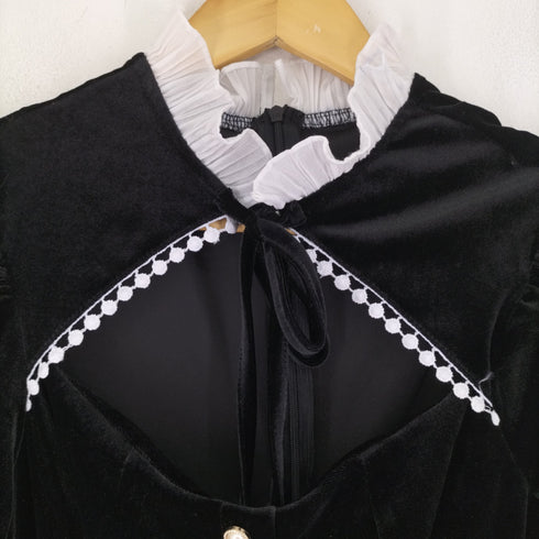 シーイン SHEIN フロントオープンベロアロングワンピース レディース