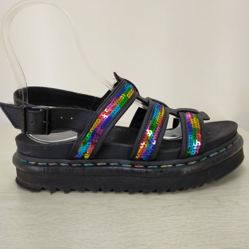 ドクターマーチン Dr.Martens yelena seqn SEQN RAINBOW 厚底スパンコールサンダル レディース US:6