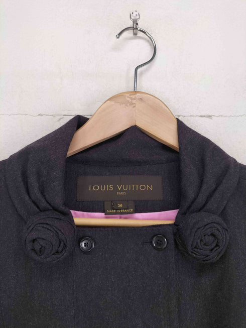 ルイヴィトン LOUIS VUITTON ウール アンゴラ ダブルジャケット フラワーモチーフ レディース FR:36