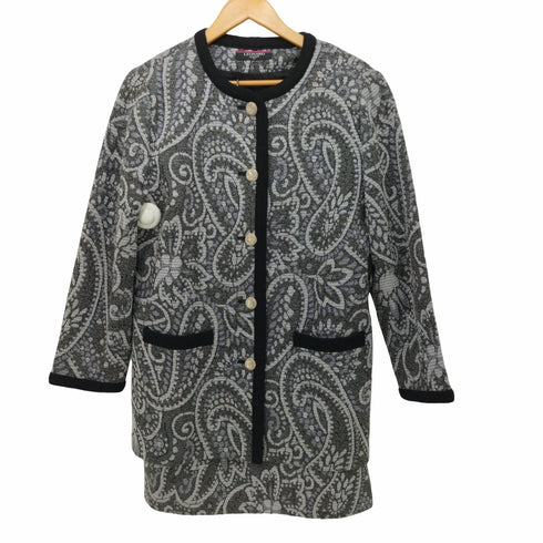 レオナール LEONARD ペイズリー柄 FASHION ヴィンテージ セットアップ ノーカラージャケット タイトスカート レディース 11AR