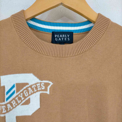パーリーゲイツ PEARLY GATES ゴルフウェア レタードニット セーター 長袖 クルーネック ロゴ カシミヤ混 レディース JPN:0