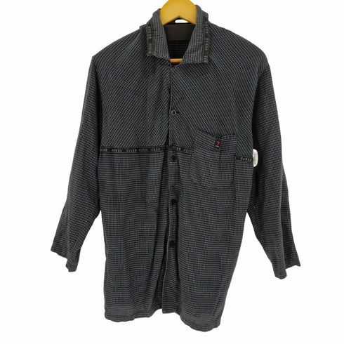 ゲス GUESS ロゴテープチェックL/S 開襟シャツ パジャマシャツ メンズ import:M