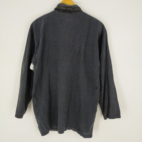 ゲス GUESS ロゴテープチェックL/S 開襟シャツ パジャマシャツ メンズ import:M