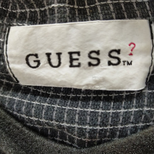ゲス GUESS ロゴテープチェックL/S 開襟シャツ パジャマシャツ メンズ import:M