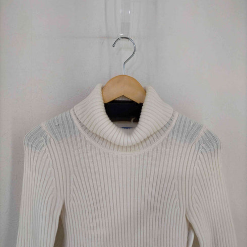 ブルーレーベルクレストブリッジ BLUE LABEL CRESTBRIDGE ニット ワンピース ひざ丈 タートルネック 長袖 チェック 切替 レディース JPN:36