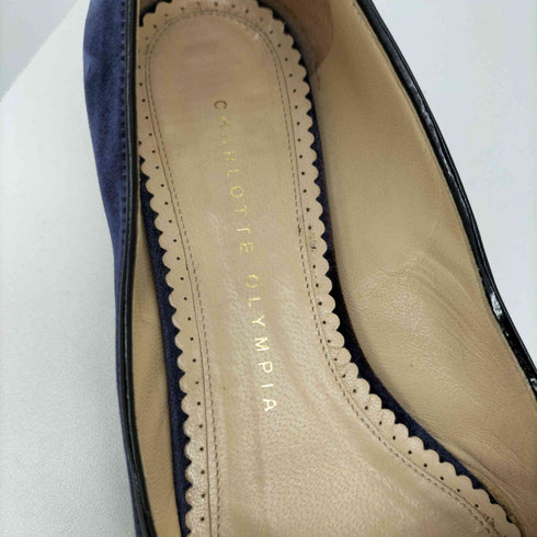シャーロットオリンピア CHARLOTTE OLYMPIA KITTY FLATS ベロア キャット 刺繍 フラット パンプス レディース EUR:35