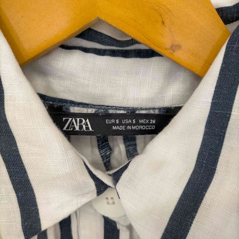 ザラ ZARA リネンストライプシャツワンピース レディース import:S