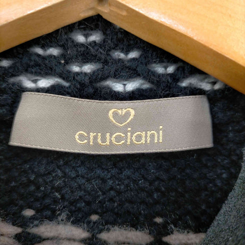 クルチアーニ Cruciani ニット セーター クルーネック 八分袖 ハイゲージ 総柄 カシミヤ レディース EUR:38