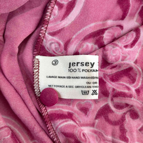 jersey mikado シャツワンピース ロング 総柄 長袖 リボン レディース