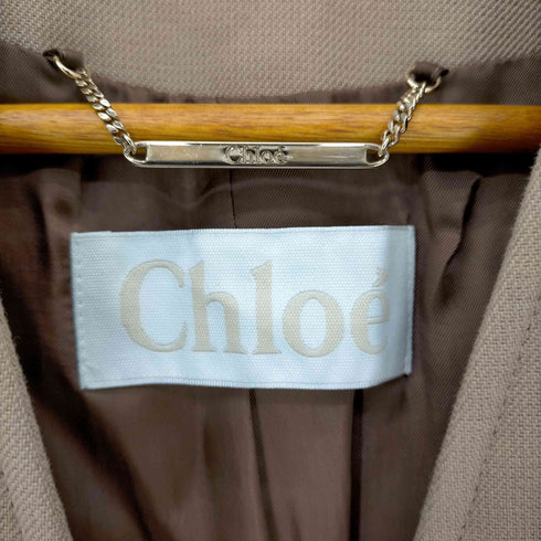 クロエ Chloe ロングコート ノーカラー ミリタリー コットン レディース FR:34