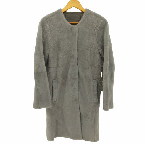 KB FUR ラムレザーノーカラーファーコート レディース JPN:7号