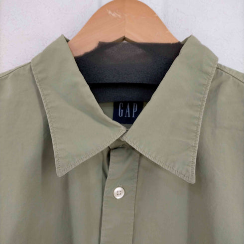 ギャップ Gap 90-00s OLD GAP 裾ロゴ刺繍 コットンL/Sシャツ マチ付き メンズ import:XL