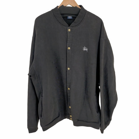 ステューシー Stussy USA製 OLD STUSSY 紺タグ ロゴ刺繍 スウェットスナップスタジャン メンズ JPN:XL
