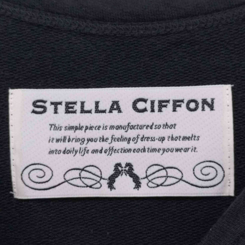 ステラシフォン STELLA CIFFON 半袖 台形 膝丈 切替 フラワーカットワーク 刺繍 ラウンドネック ミニ丈 ワンピース レディース JPN:36