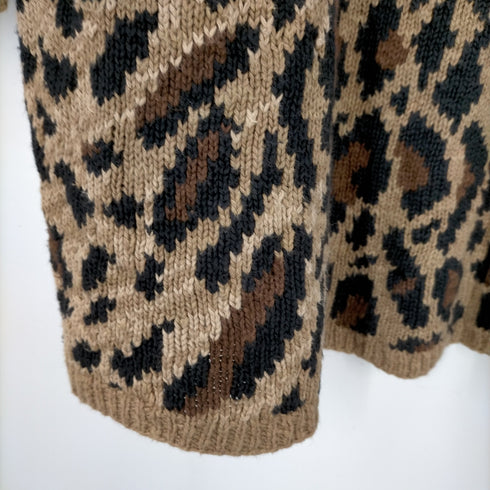 ローレンラルフローレン LAUREN RALPH LAUREN 90-00S 手編み 七分袖 レオパード リネンコットン ハンドニット メンズ 3X