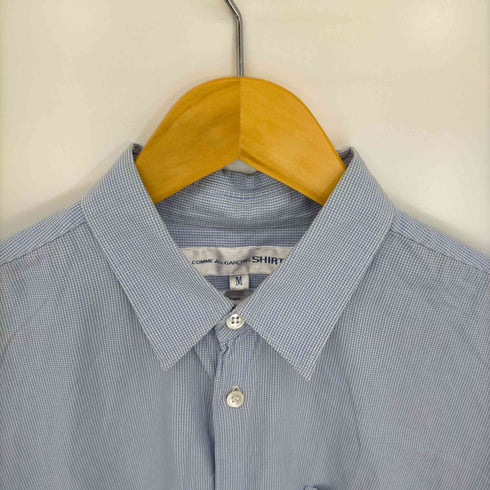 コムデギャルソンシャツ COMME des GARCONS SHIRT フランス製 袖切替 ギンガムチェック テールカット半袖シャツ メンズ JPN:M