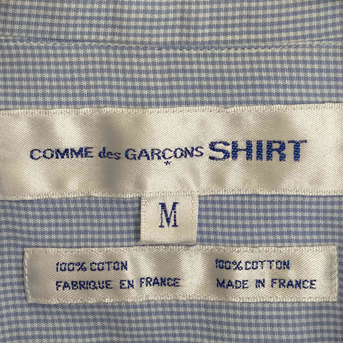 コムデギャルソンシャツ COMME des GARCONS SHIRT フランス製 袖切替 ギンガムチェック テールカット半袖シャツ メンズ JPN:M