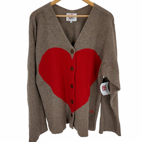 ヴィヴィアンウエストウッドレッドレーベル Vivienne Westwood RED LABEL フロントハートデザイン 裾オーブ刺繍 カーディガン レディース 0/S