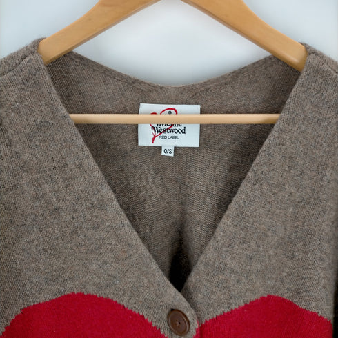 ヴィヴィアンウエストウッドレッドレーベル Vivienne Westwood RED LABEL フロントハートデザイン 裾オーブ刺繍 カーディガン レディース 0/S