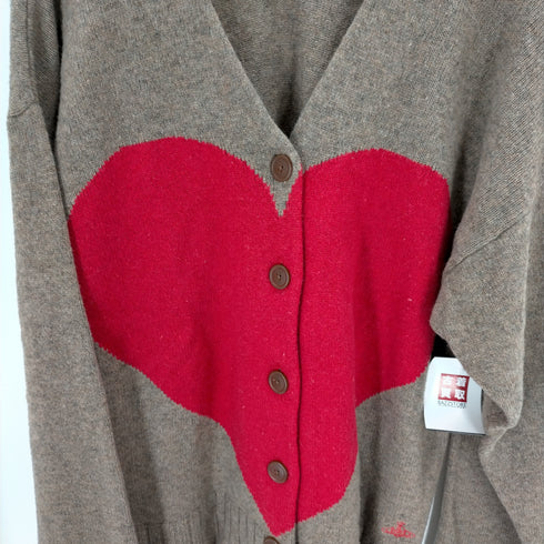 ヴィヴィアンウエストウッドレッドレーベル Vivienne Westwood RED LABEL フロントハートデザイン 裾オーブ刺繍 カーディガン レディース 0/S